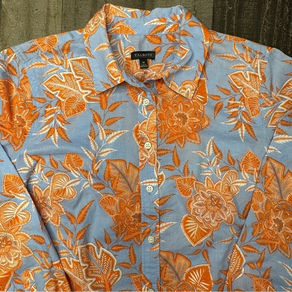 Talbots Orange and Blue Button Down Shirt size Medium - Picture 2 of 13